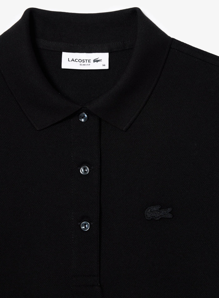 LACOSTE WOMEN Slim Fit L.12.D Three Quarter Sleeve Polo Shirt Black - MAISONDEFASHION.COM