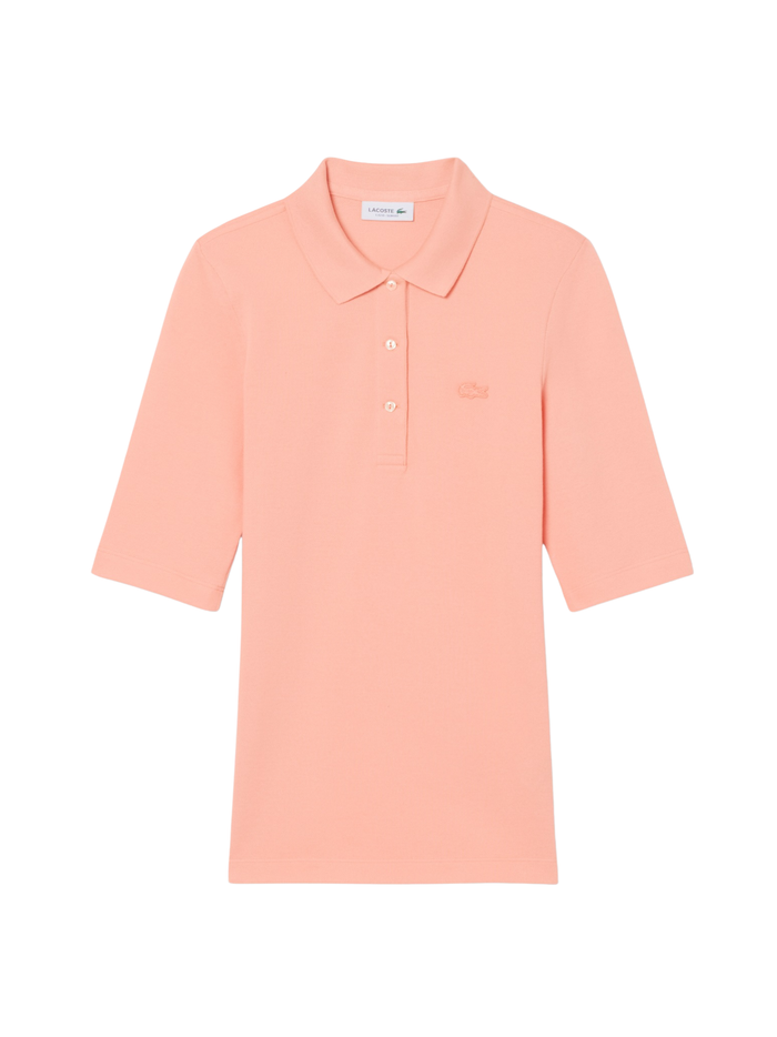 LACOSTE WOMEN Slim Fit L.12.D Three Quarter Sleeve Polo Shirt Coral Pink - MAISONDEFASHION.COM