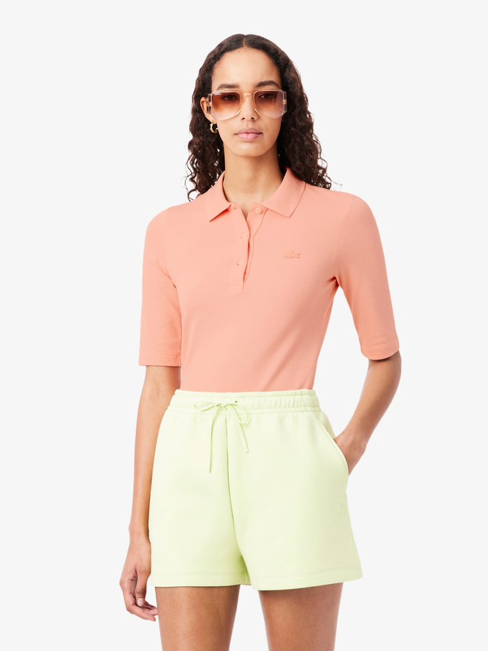 LACOSTE WOMEN Slim Fit L.12.D Three Quarter Sleeve Polo Shirt Coral Pink - MAISONDEFASHION.COM