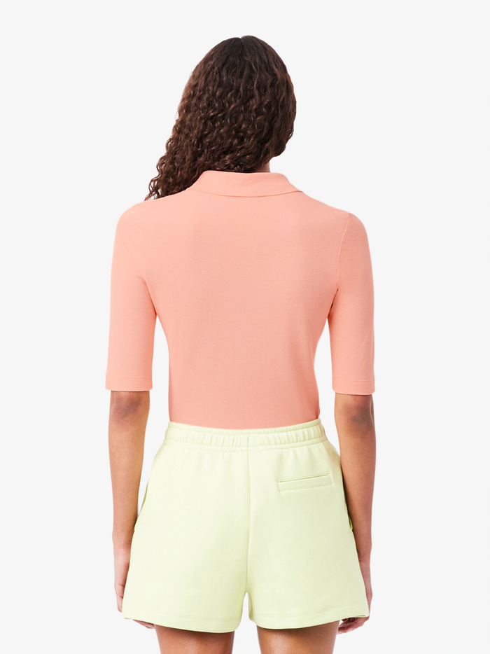 LACOSTE WOMEN Slim Fit L.12.D Three Quarter Sleeve Polo Shirt Coral Pink - MAISONDEFASHION.COM