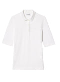 LACOSTE WOMEN Slim Fit L.12.D Three Quarter Sleeve Polo Shirt White - MAISONDEFASHION.COM