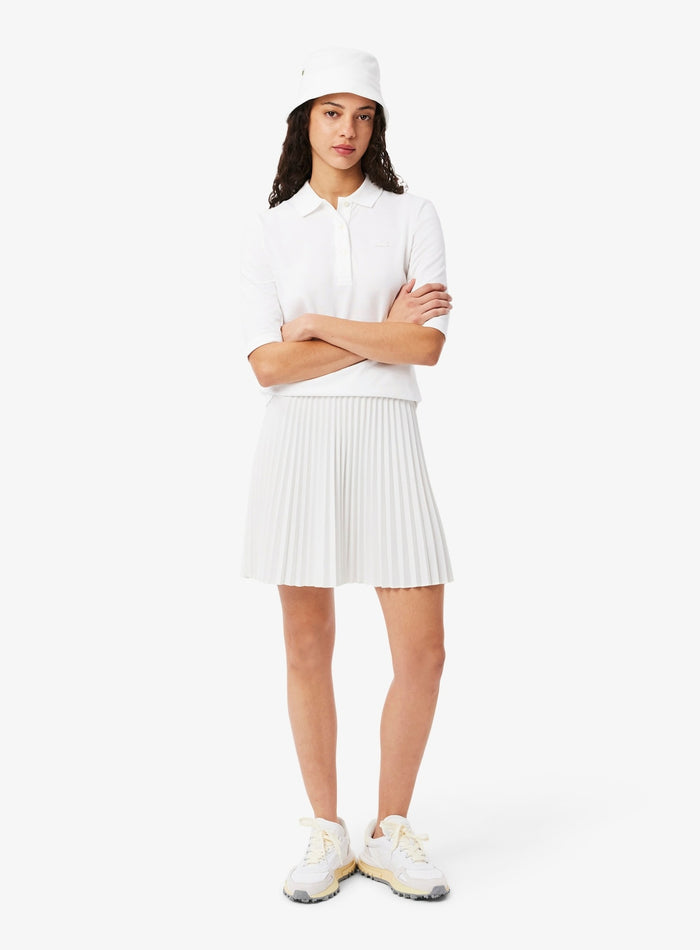 LACOSTE WOMEN Slim Fit L.12.D Three Quarter Sleeve Polo Shirt White - MAISONDEFASHION.COM