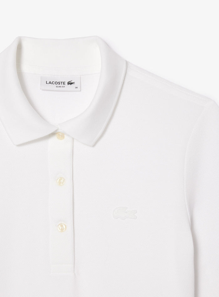 LACOSTE WOMEN Slim Fit L.12.D Three Quarter Sleeve Polo Shirt White - MAISONDEFASHION.COM
