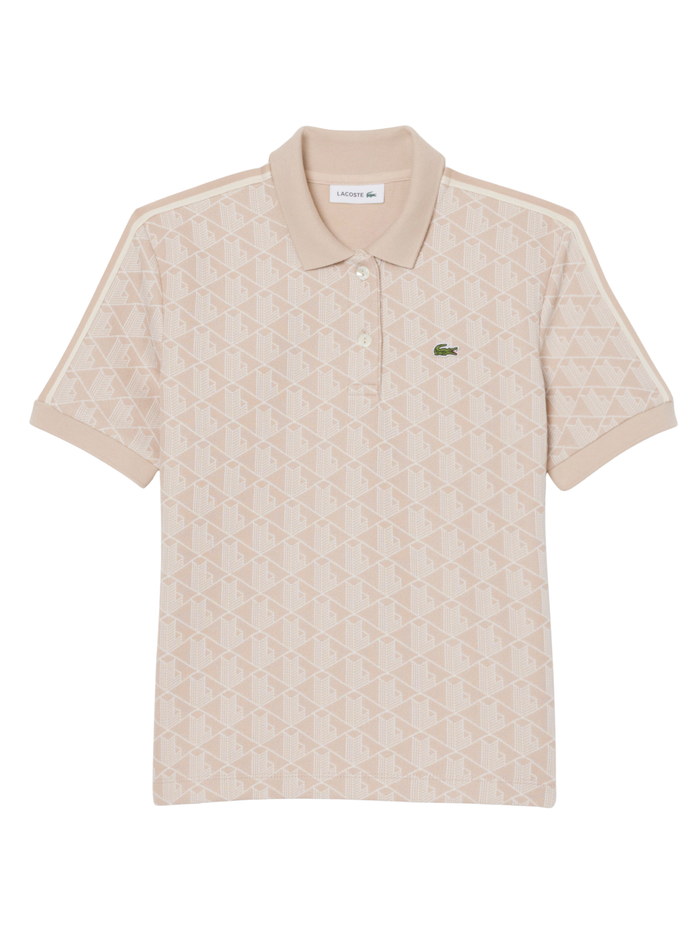 LACOSTE WOMEN Slim Fit Monogram Jacquard Polo Shirt Beige