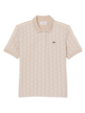 LACOSTE WOMEN Slim Fit Monogram Jacquard Polo Shirt Beige