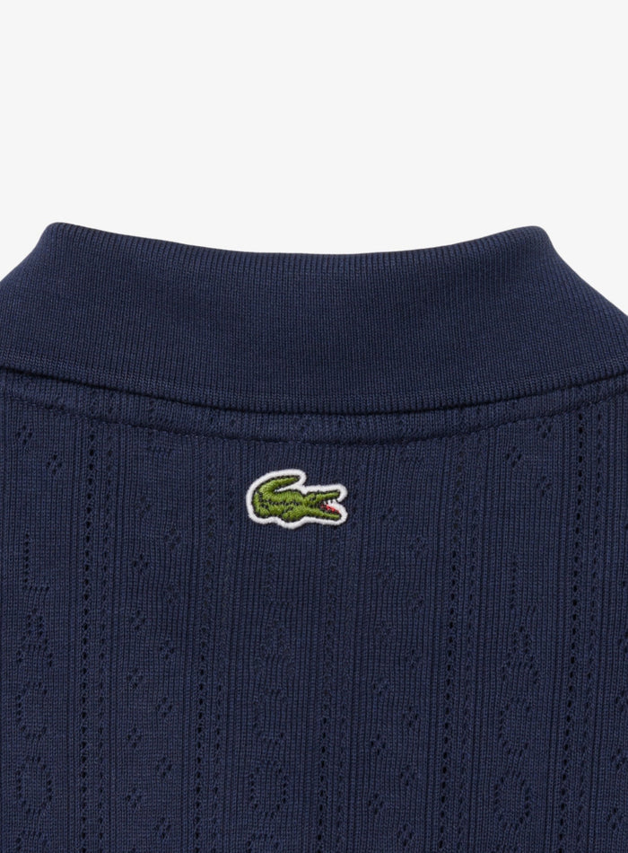 LACOSTE WOMEN Slim Fit Pointelle Branded L.12.D Polo Shirt Midnight Blue - MAISONDEFASHION.COM
