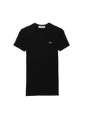 LACOSTE WOMEN Slim Fit Ribbed Cotton T-shirt Black - MAISONDEFASHION.COM