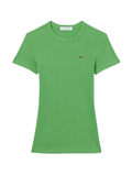 LACOSTE WOMEN Slim Fit Ribbed Cotton T-shirt Green - MAISONDEFASHION.COM