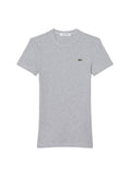 LACOSTE WOMEN Slim Fit Ribbed Cotton T-shirt Grey - MAISONDEFASHION.COM