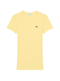 LACOSTE WOMEN Slim Fit Ribbed Cotton T-shirt Pastel Yellow - MAISONDEFASHION.COM