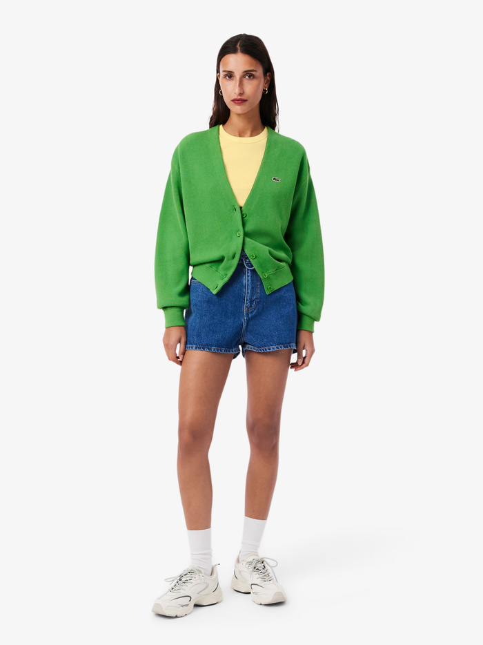 LACOSTE WOMEN Slim Fit Ribbed Cotton T-shirt Pastel Yellow - MAISONDEFASHION.COM