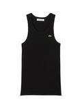 LACOSTE WOMEN Slim Fit Ribbed Cotton Tank Top Black - MAISONDEFASHION.COM