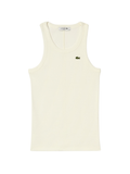 LACOSTE WOMEN Slim Fit Ribbed Cotton Tank Top White - MAISONDEFASHION.COM