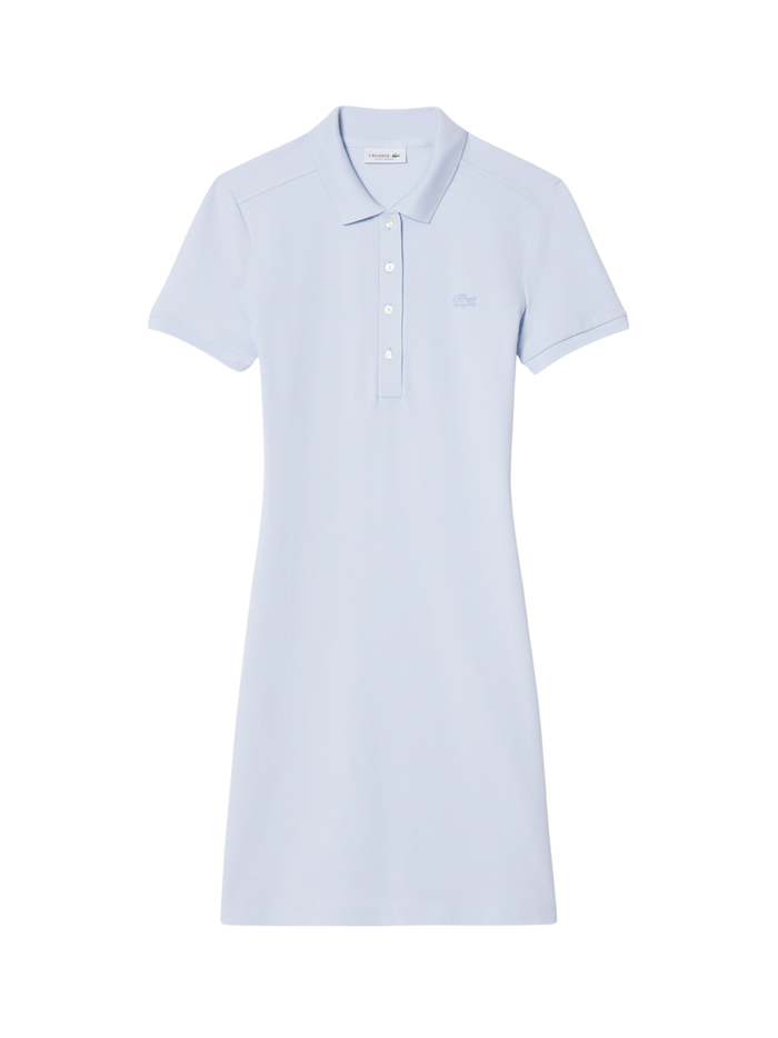 LACOSTE WOMEN Slim Fit Stretch Piqué Polo Dress Light Blue - MAISONDEFASHION.COM