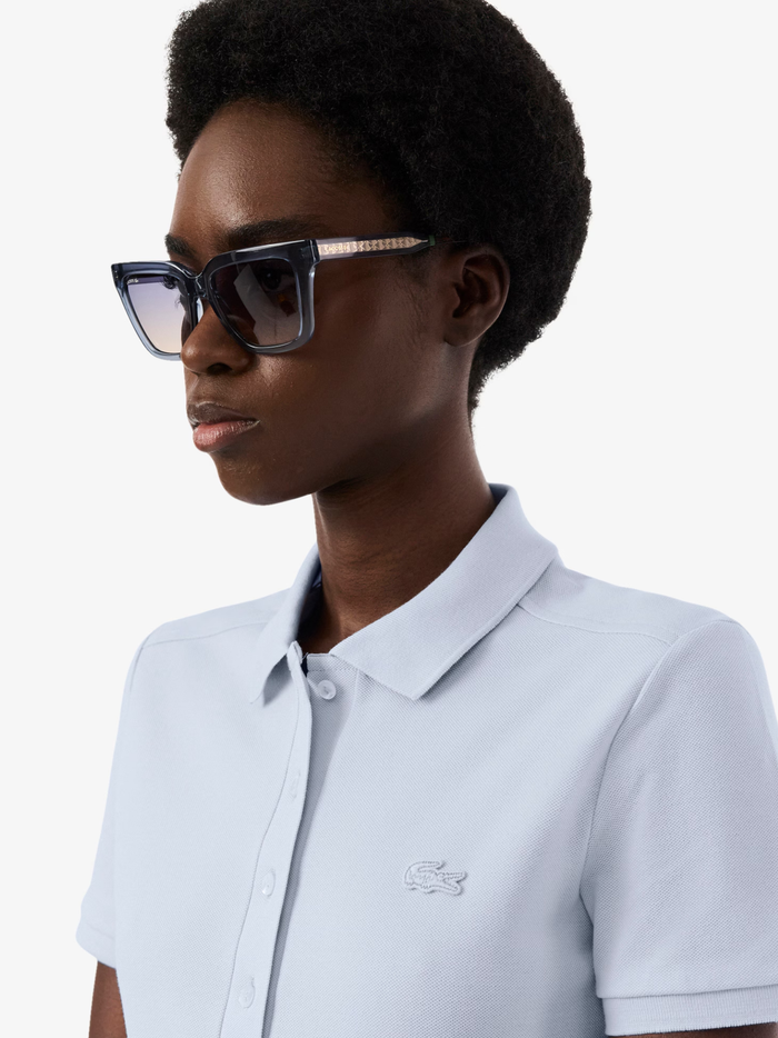 LACOSTE WOMEN Slim Fit Stretch Piqué Polo Dress Light Blue - MAISONDEFASHION.COM