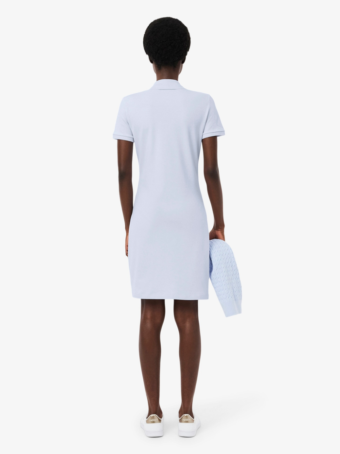 LACOSTE WOMEN Slim Fit Stretch Piqué Polo Dress Light Blue - MAISONDEFASHION.COM