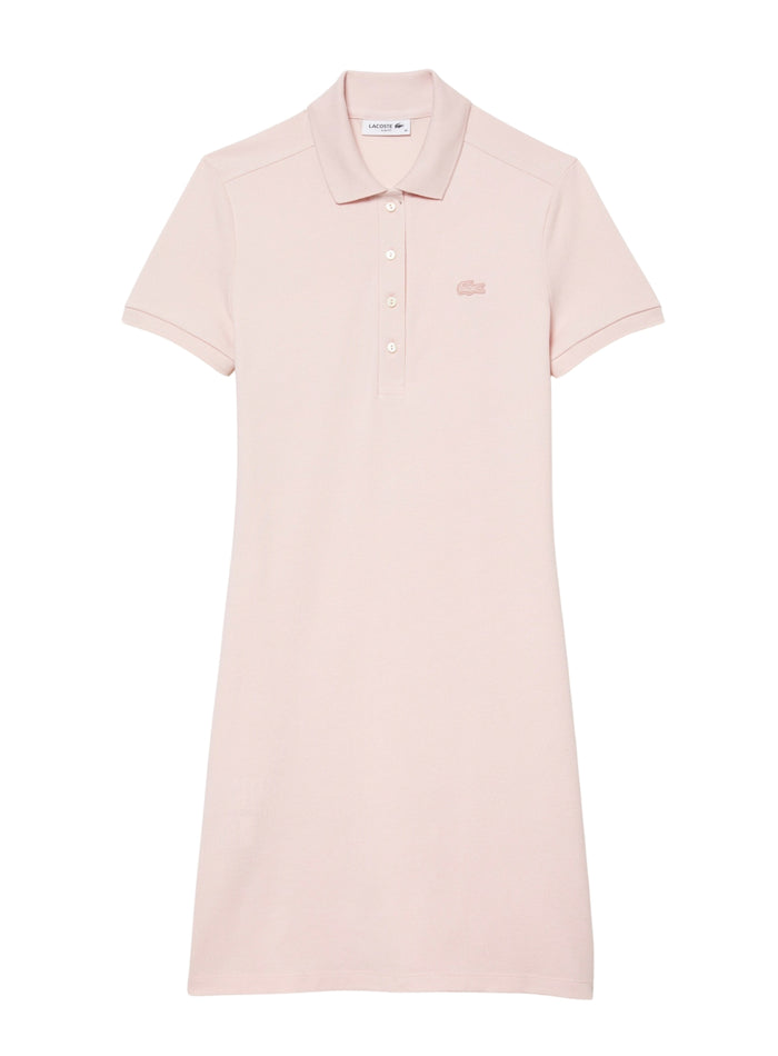 LACOSTE WOMEN Slim Fit Stretch Piqué Polo Dress Light Pink - MAISONDEFASHION.COM