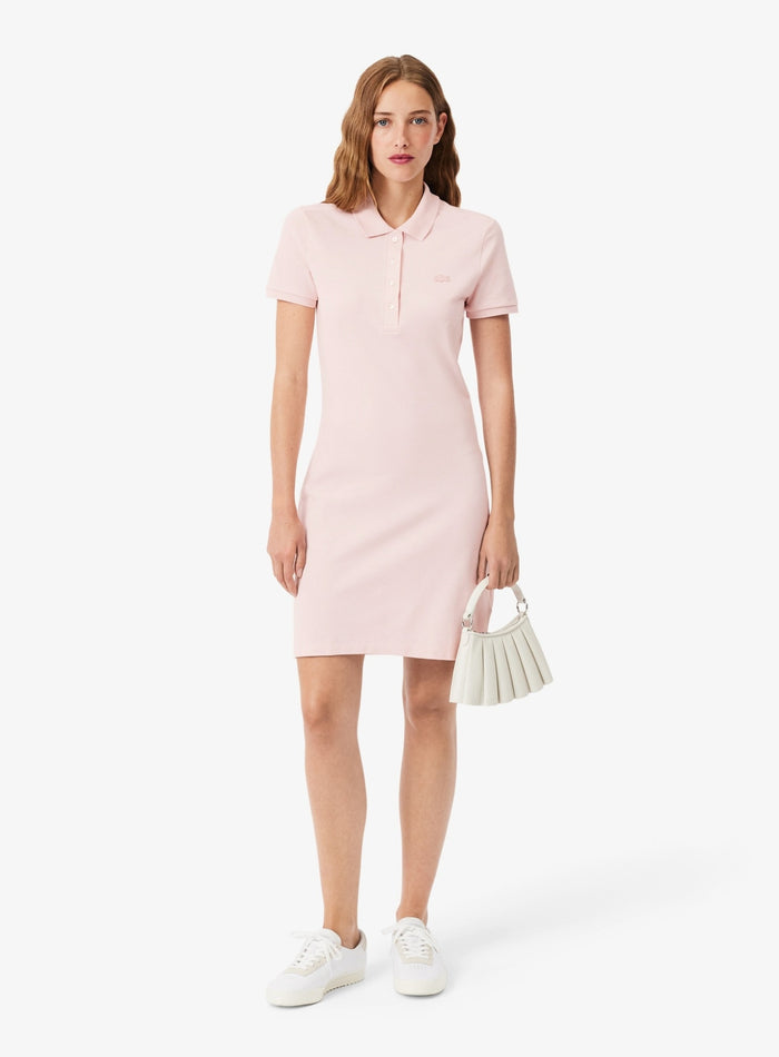 LACOSTE WOMEN Slim Fit Stretch Piqué Polo Dress Light Pink - MAISONDEFASHION.COM
