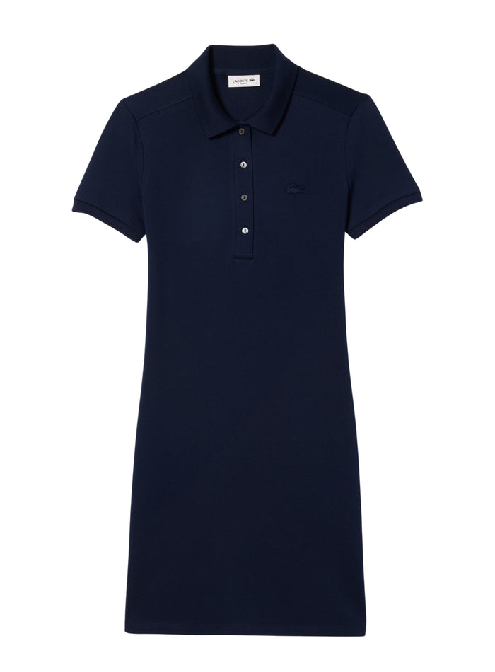 LACOSTE WOMEN Slim Fit Stretch Piqué Polo Dress Midnight Blue - MAISONDEFASHION.COM