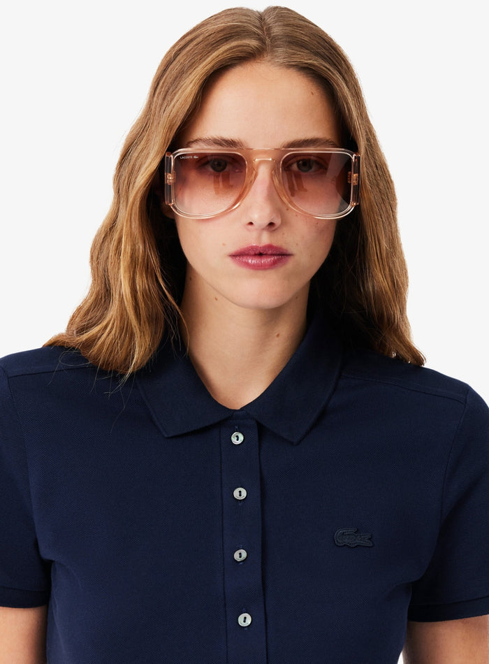 LACOSTE WOMEN Slim Fit Stretch Piqué Polo Dress Midnight Blue - MAISONDEFASHION.COM