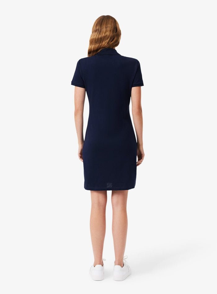 LACOSTE WOMEN Slim Fit Stretch Piqué Polo Dress Midnight Blue - MAISONDEFASHION.COM