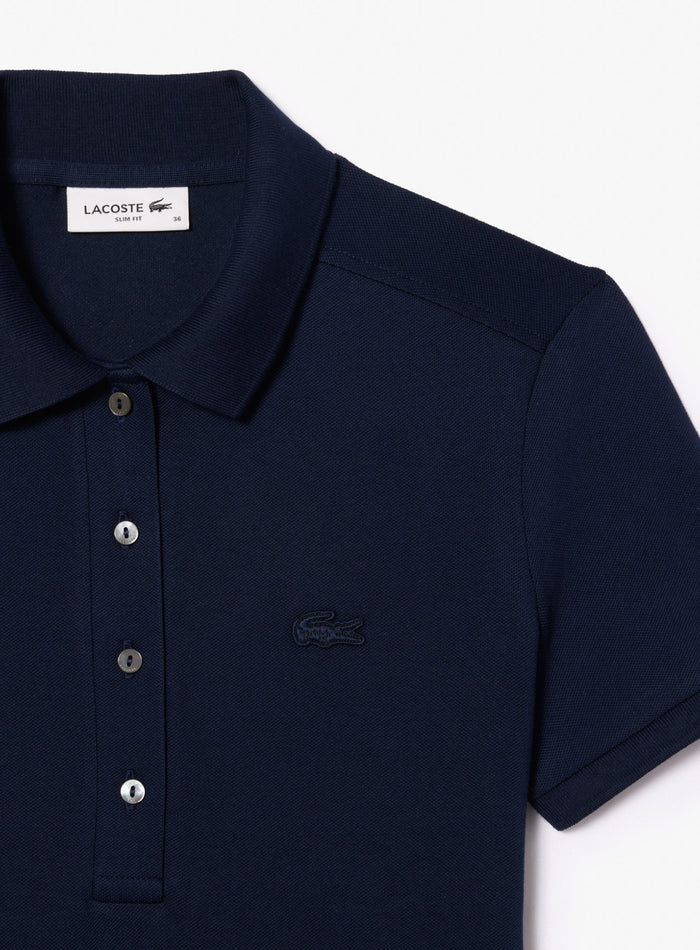 LACOSTE WOMEN Slim Fit Stretch Piqué Polo Dress Midnight Blue - MAISONDEFASHION.COM