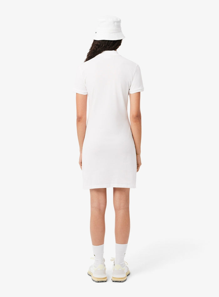 LACOSTE WOMEN Slim Fit Stretch Piqué Polo Dress White - MAISONDEFASHION.COM