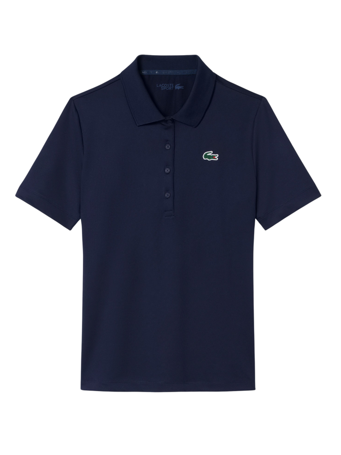 LACOSTE WOMEN Slim Fit UV Protect Stretch Golf Polo Shirt Midnight Blue - MAISONDEFASHION.COM