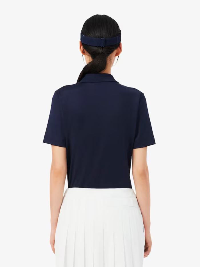 LACOSTE WOMEN Slim Fit UV Protect Stretch Golf Polo Shirt Midnight Blue - MAISONDEFASHION.COM