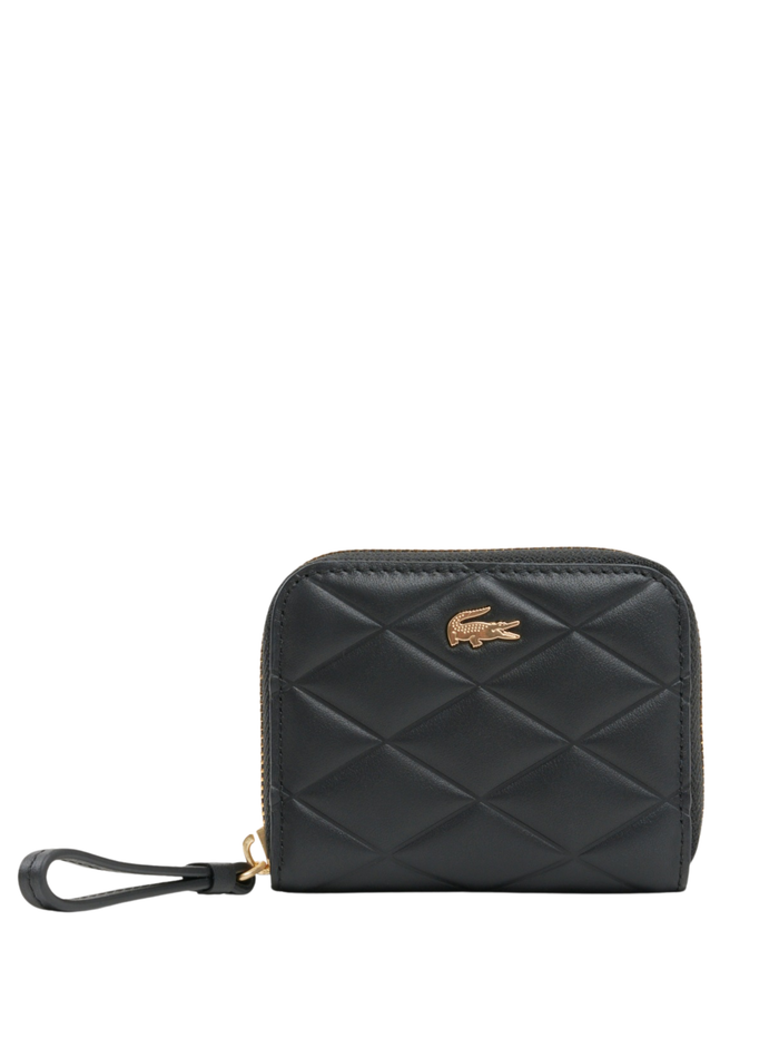 LACOSTE WOMEN Small Crocodelle Leather Coin Purse Black