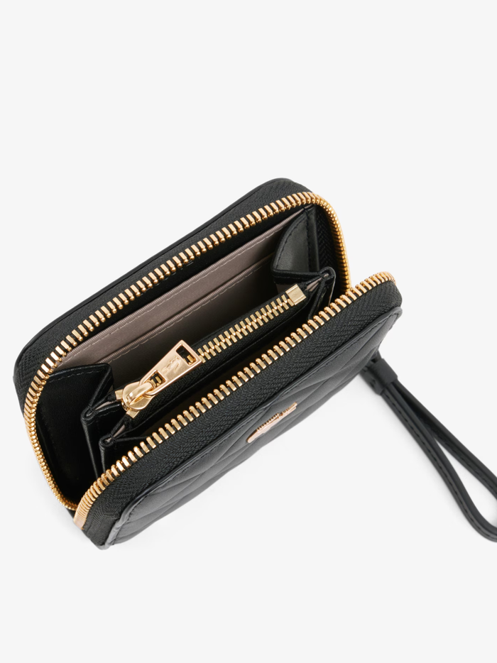LACOSTE WOMEN Small Crocodelle Leather Coin Purse Black