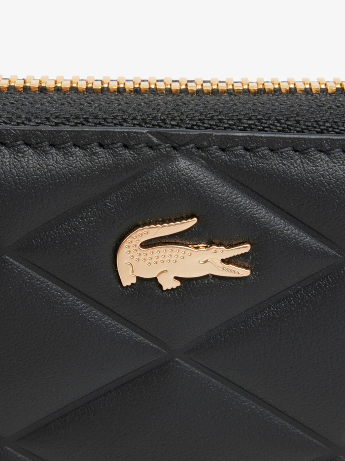 LACOSTE WOMEN Small Crocodelle Leather Coin Purse Black