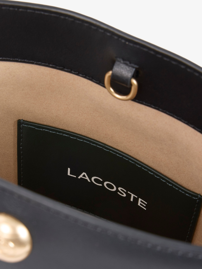 LACOSTE WOMEN Small Tennis Bliss Leather Bucket Bag Black