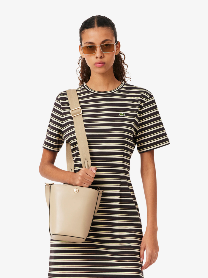 LACOSTE WOMEN Small Tennis Bliss Leather Bucket Bag Viennois