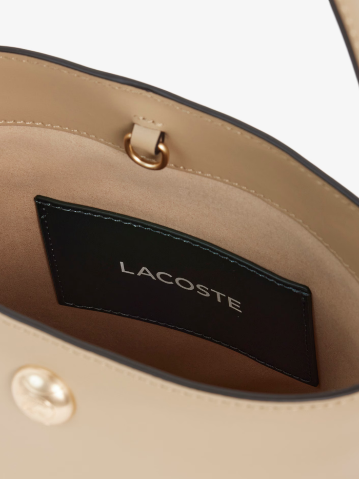 LACOSTE WOMEN Small Tennis Bliss Leather Bucket Bag Viennois