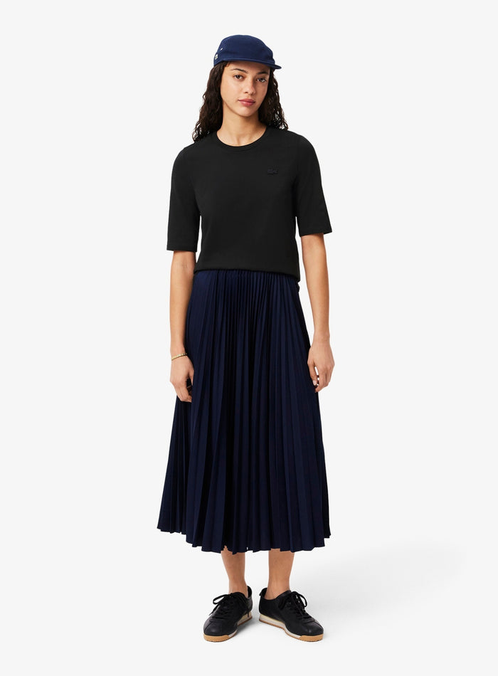 LACOSTE WOMEN Soft Cotton Three Quarter Sleeve T-shirt Black - MAISONDEFASHION.COM