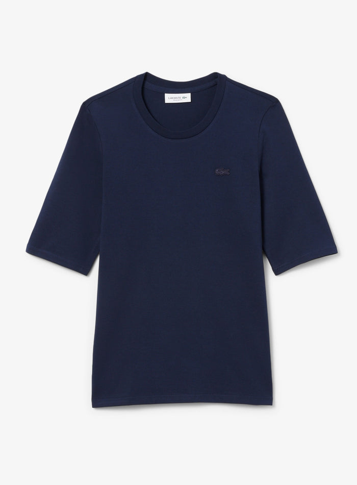LACOSTE WOMEN Soft Cotton Three Quarter Sleeve T-shirt Midnight Blue - MAISONDEFASHION.COM