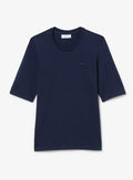 LACOSTE WOMEN Soft Cotton Three Quarter Sleeve T-shirt Midnight Blue - MAISONDEFASHION.COM