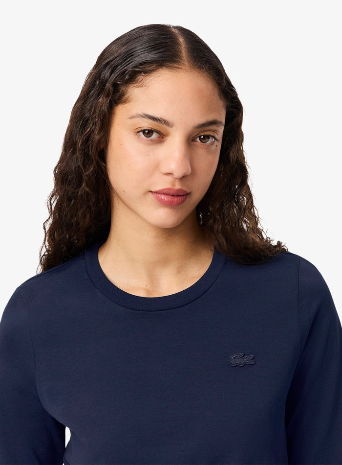 LACOSTE WOMEN Soft Cotton Three Quarter Sleeve T-shirt Midnight Blue - MAISONDEFASHION.COM