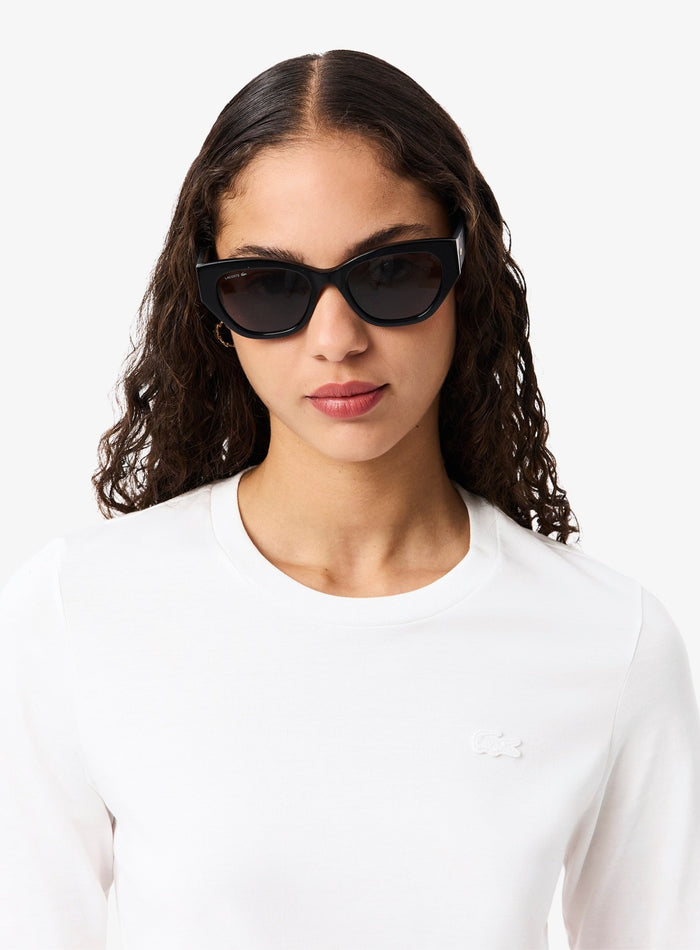LACOSTE WOMEN Soft Cotton Three Quarter Sleeve T-shirt White - MAISONDEFASHION.COM