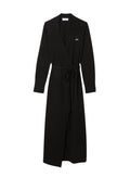 LACOSTE WOMEN Stretch Mini Piqué Wrap Polo Dress Black - MAISONDEFASHION.COM