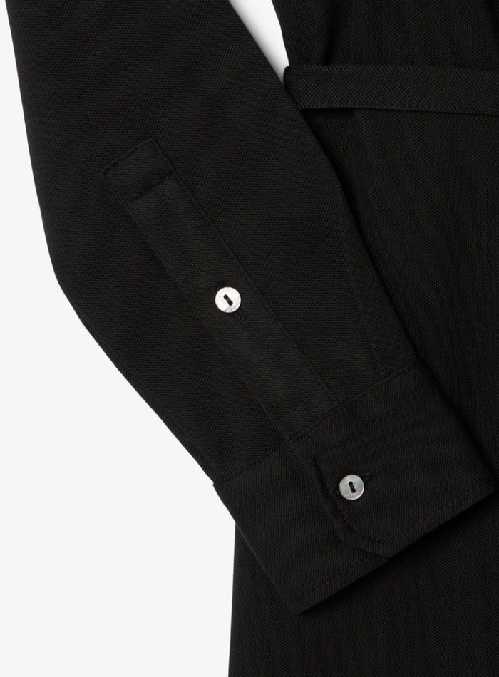 LACOSTE WOMEN Stretch Mini Piqué Wrap Polo Dress Black - MAISONDEFASHION.COM