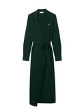 LACOSTE WOMEN Stretch Mini Piqué Wrap Polo Dress Sinople Green - MAISONDEFASHION.COM