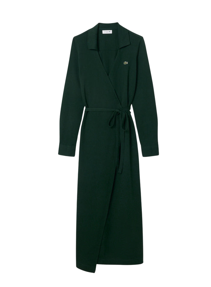 LACOSTE WOMEN Stretch Mini Piqué Wrap Polo Dress Sinople Green - MAISONDEFASHION.COM