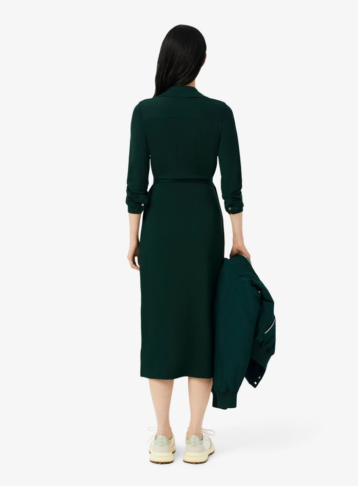 LACOSTE WOMEN Stretch Mini Piqué Wrap Polo Dress Sinople Green - MAISONDEFASHION.COM