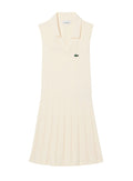 LACOSTE WOMEN Stretch Tennis Dress and Shorts White Khaki Green - MAISONDEFASHION.COM