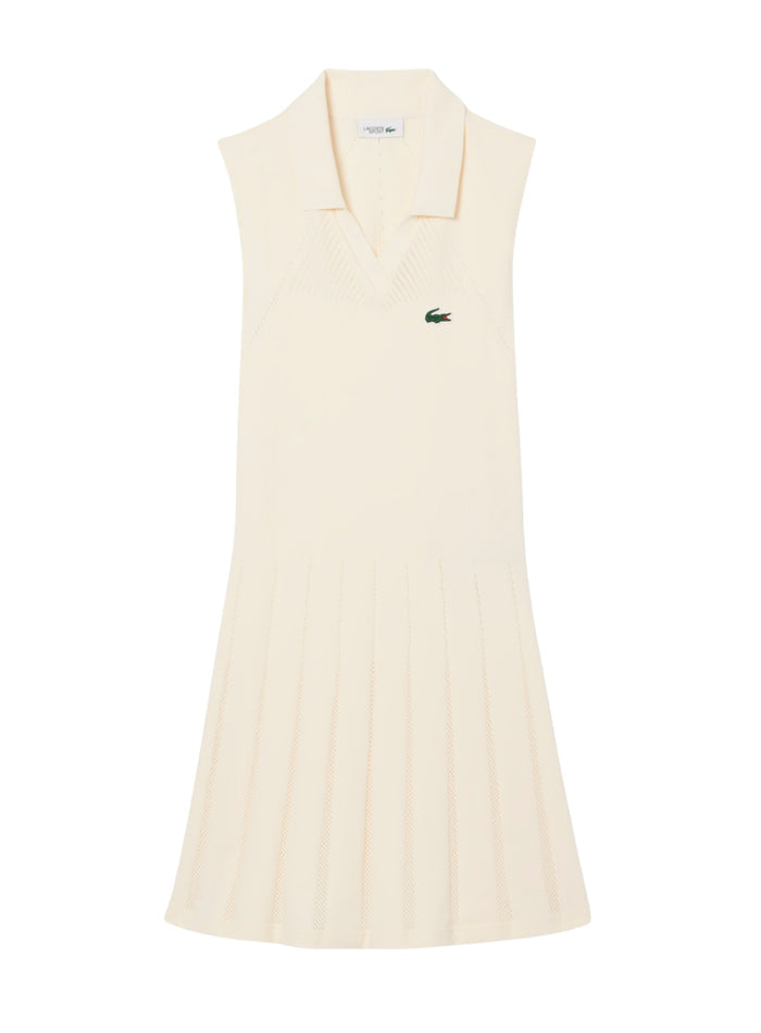 LACOSTE WOMEN Stretch Tennis Dress and Shorts White Khaki Green - MAISONDEFASHION.COM