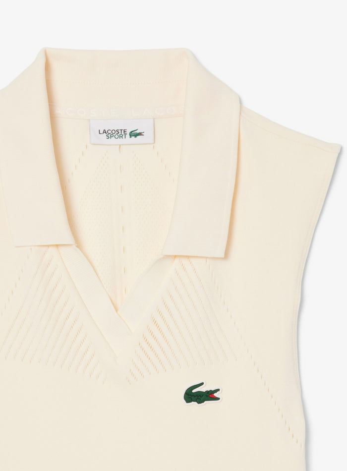 LACOSTE WOMEN Stretch Tennis Dress and Shorts White Khaki Green - MAISONDEFASHION.COM
