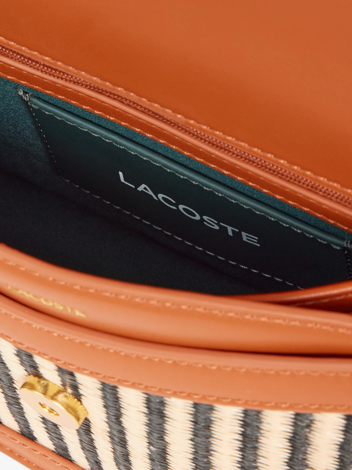LACOSTE WOMEN Summer Pack Raffia Shoulder Bag Natural Black Tan