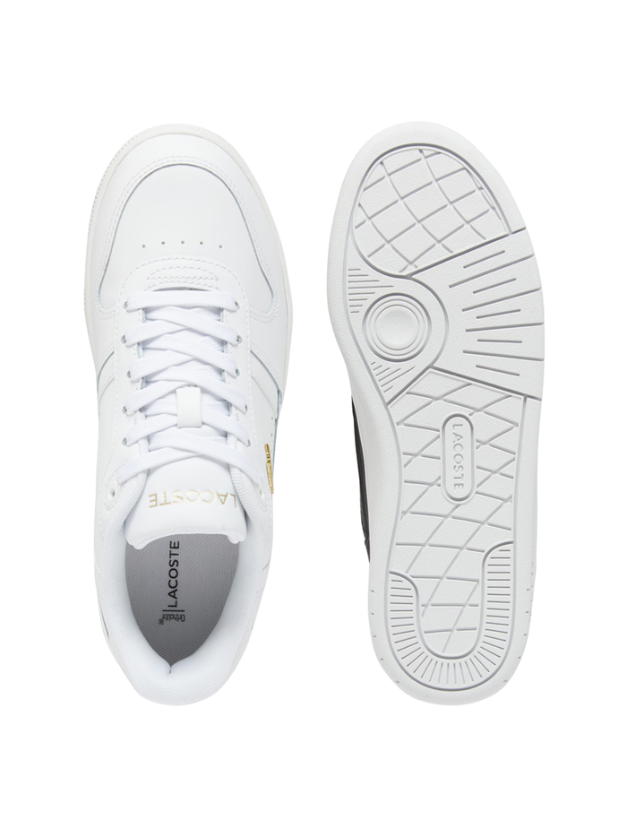 LACOSTE WOMEN T-Clip Set Leather Sneakers White/Gold - MAISONDEFASHION.COM